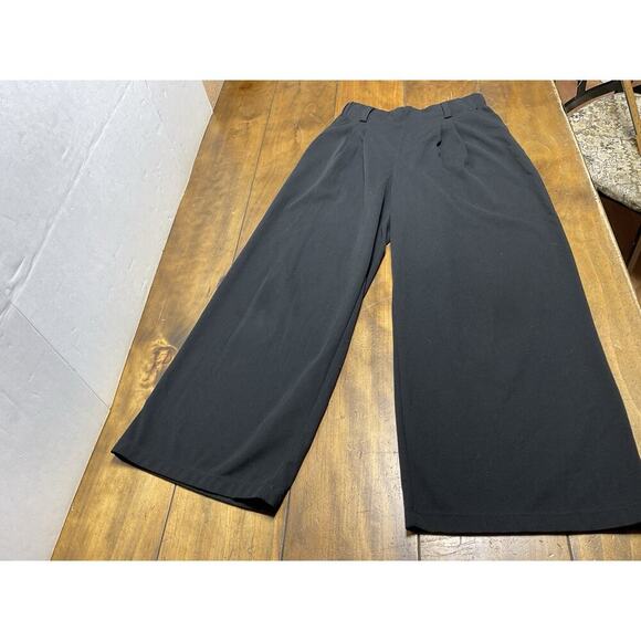 Halara Black High Waist Pleated Pants Wide Leg Flowy Pockets Size Small Petite - Picture 1 of 9